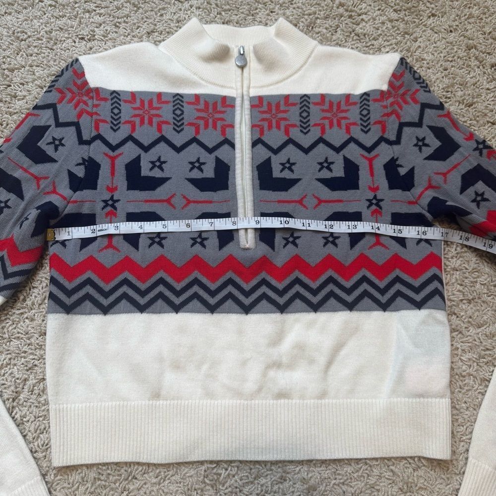Perfect Moment Nordic Half Zip Sweater in Snow White Merino Wool Medium - Picture 4 of 7